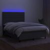 vidaXL Cama box spring c/ colch&atilde;o e LED 140x190 cm tecido cinza-escuro
