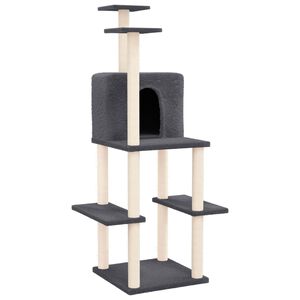 vidaXL &Aacute;rvore para gatos c/ arranhadores sisal 144,5 cm cinza-escuro