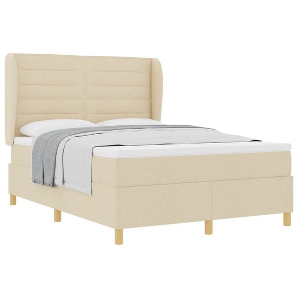 vidaXL Cama Box Springs com Colch&atilde;o Cinza Escuro 90x190 cm Creme