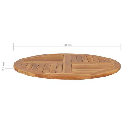 vidaXL Tampo de mesa redondo 2,5 cm 90 cm madeira de teca maciça