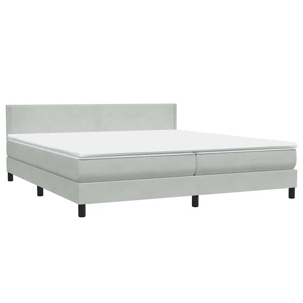 vidaXL Cama com molas/colch&atilde;o 180x210 cm veludo cinzento-claro