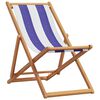 vidaXL Cadeira praia dobr&aacute;vel mad. eucalipto maci&ccedil;a/tecido azul/branco