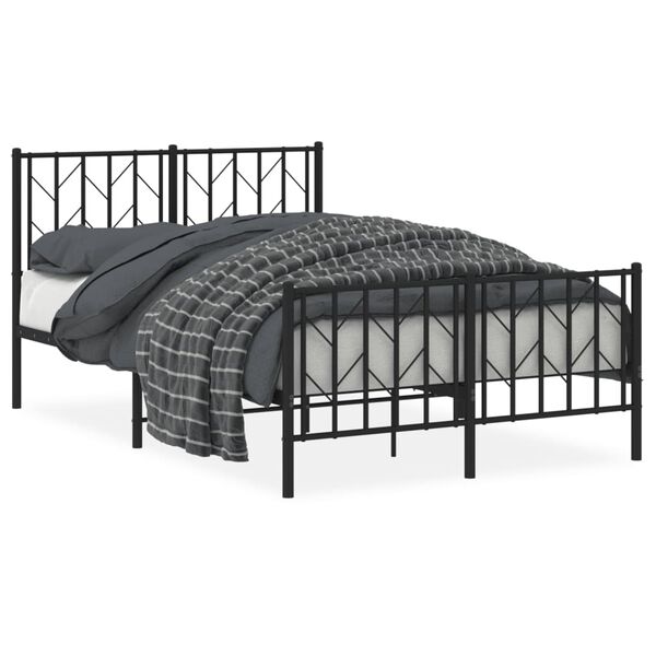 vidaXL Estrutura de cama com cabeceira e p&eacute;s 120x200 cm metal preto