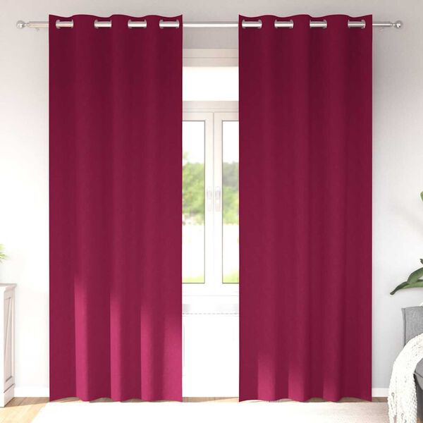 vidaXL Cortinas Blackout com Argolas 2 pcs Vinho Vermelho 225 x 140 cm