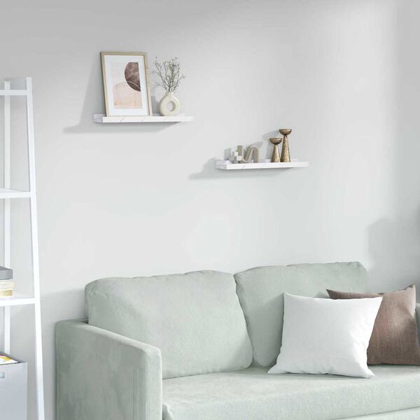 vidaXL Prateleira de Parede 2 pcs M&aacute;rmore Branco 40 x 9 x 3 cm