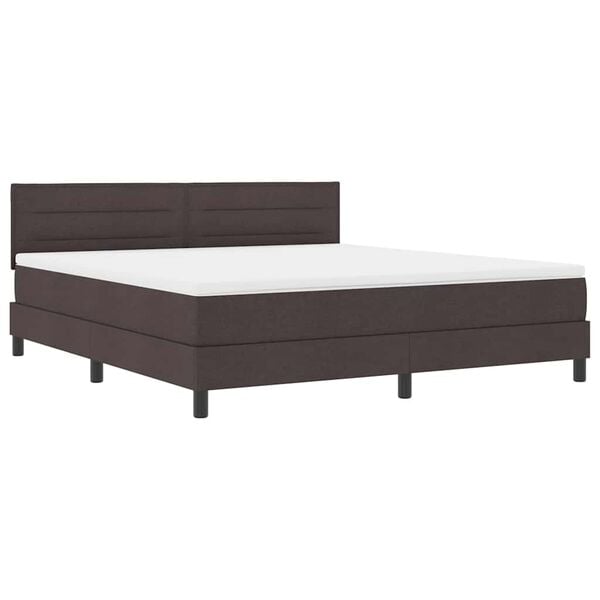vidaXL Cama Box com colch&atilde;o com led Marrom Escuro 180 x 200 cm tecido