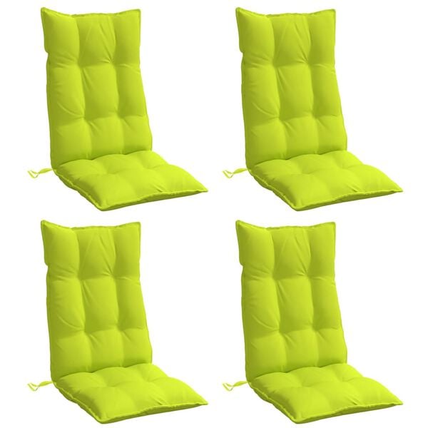 vidaXL Almofad&otilde;es p/ cadeira encosto alto 4 pcs oxford verde brilhante