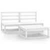 vidaXL 3 pcs conjunto lounge de jardim pinho maci&ccedil;o branco