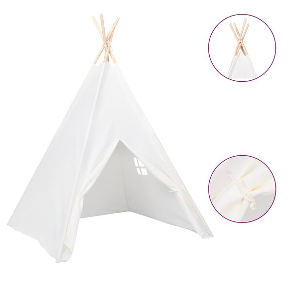 vidaXL Tenda teepee infantil c/ saco 120x120x150cm pele pêssego branco