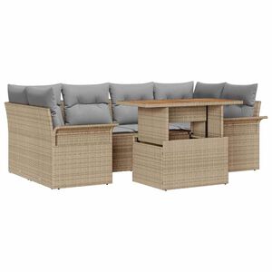 vidaXL Conjunto de Sof&aacute; de Jardim 7 pcs Bege Rattan Sint&eacute;tico