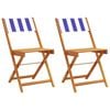 vidaXL Cadeiras bistr&ocirc; 2 pcs madeira ac&aacute;cia maci&ccedil;a/tecido azul/branco