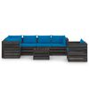 vidaXL 7 pcs conj. lounge jardim + almofad&otilde;es madeira impreg. cinzento
