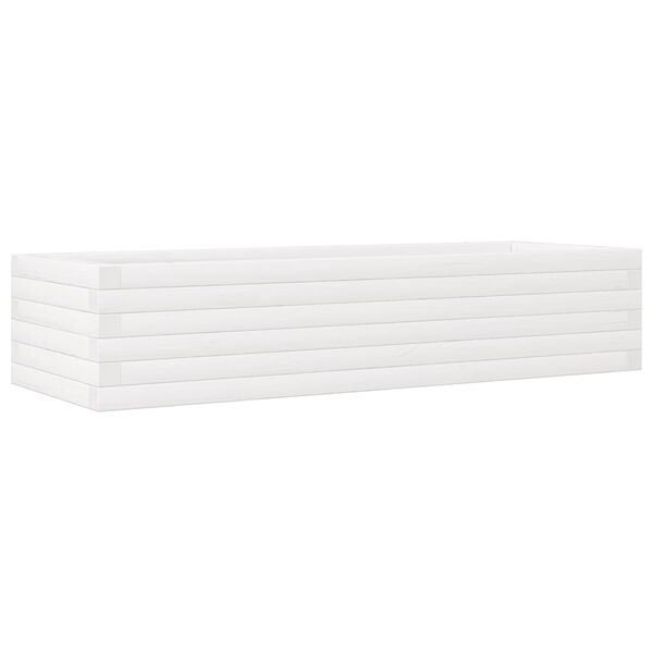 vidaXL Vaso/floreira de jardim 110x40x23cm madeira pinho maci&ccedil;a branco