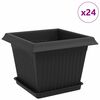 vidaXL Vasos de Plantas 24 unid. Preto Pl&aacute;stico