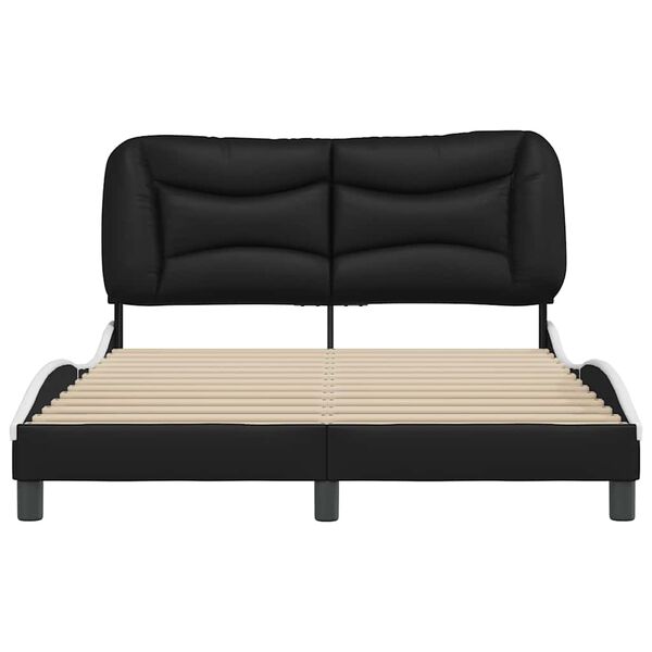 vidaXL Estrutura de cama sem colch&atilde;o Hvar couro artif. 140x190cm preto/branco