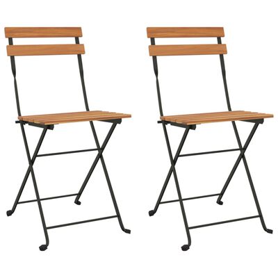 vidaXL Cadeiras de bistrô dobráveis 2 pcs madeira de teca maciça e aço