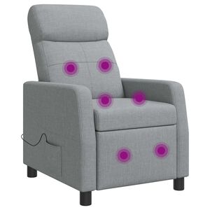vidaXL Recliner de Massagem Cinzento-claro Tecido