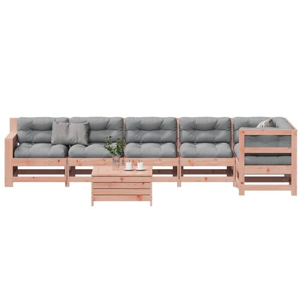 vidaXL 7 pcs conj. lounge jardim com almofad&otilde;es madeira douglas maci&ccedil;a
