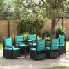vidaXL Conjunto de Jantar para Jardim 7 pcs Preto vime PE