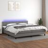 vidaXL Cama box spring c/ colch&atilde;o e LED 200x200 cm tecido cinza-escuro