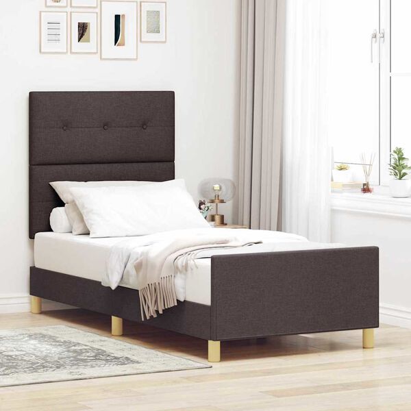 vidaXL Estrutura da Cama Castanho escuro 90 x 190 cm tecido