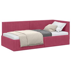 vidaXL Estrutura de Cama de Canto Vinho Vermelho 90 cm x 200 cm Veludo