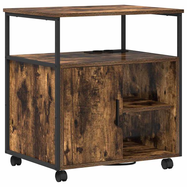 vidaXL Arm&aacute;rio com Esta&ccedil;&atilde;o de Carregamento com roda Carvalho Defumado