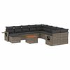 vidaXL 12 pcs conjunto de sof&aacute;s jardim c/ almofad&otilde;es vime PE cinzento