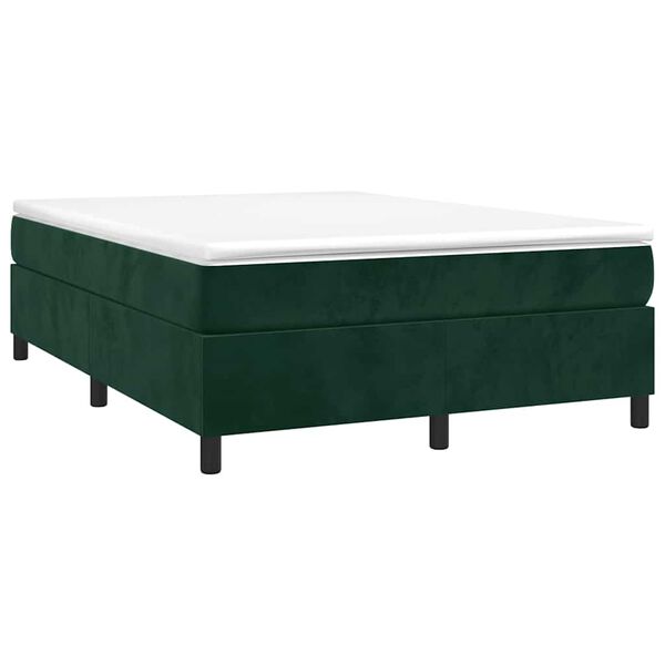 vidaXL Estrutura de cama com molas 140x190 cm veludo verde-escuro