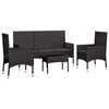 vidaXL 4 pcs conjunto lounge de jardim c/ almofad&otilde;es vime PE preto