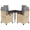vidaXL 5pcs conj. jantar jardim c/ almofad&otilde;es vime PE bege misturado