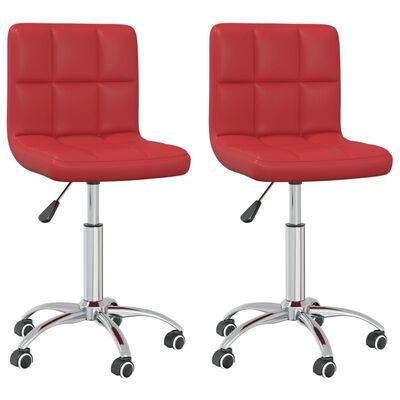 vidaXL Cadeiras jantar giratórias 2pcs couro artificial vermelho tinto