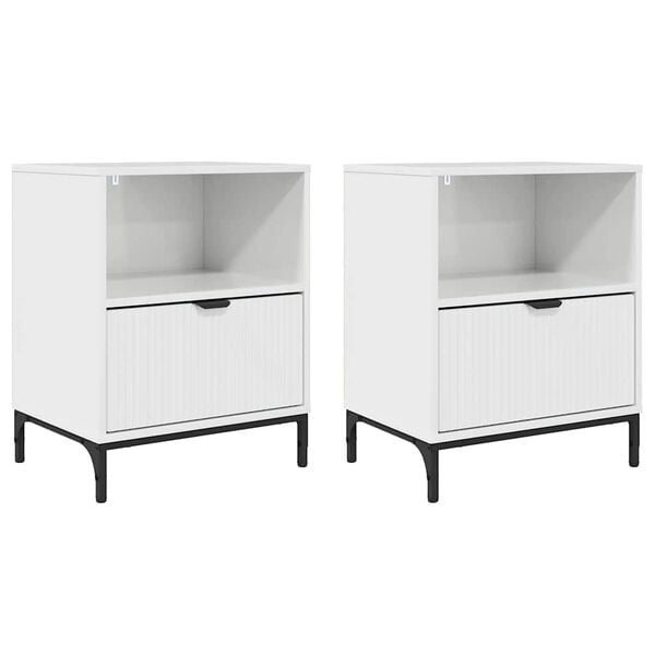 vidaXL Arm&aacute;rio de Cabeceira 2 pcs Branco brilhante 49 x 36 x 61 cm