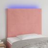 vidaXL Cabeceira de cama c/ luzes LED veludo 80x5x118/128 cm rosa