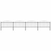 vidaXL Cerca de jardim com topo em forma de lan&ccedil;a em a&ccedil;o 714,5x150 cm, preta
