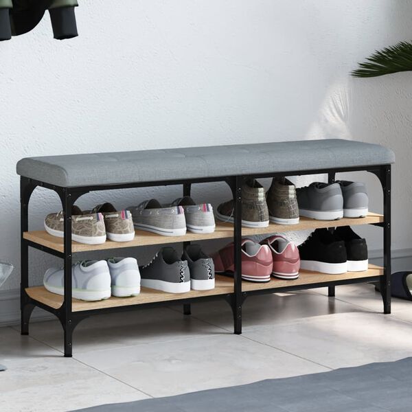 vidaXL Banco sapateira 102x32x47 cm derivados madeira carvalho sonoma