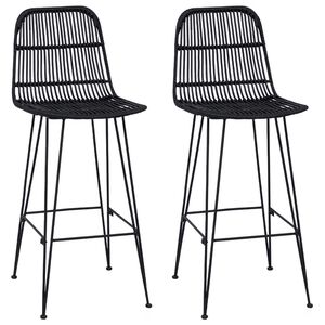 vidaXL Banco de bar 2 unid. Preto 44 x 55 x 109 cm Rattan e A&ccedil;o