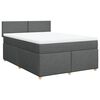 vidaXL Cama com molas/colch&atilde;o 140x190 cm tecido cinzento-escuro