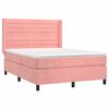 vidaXL Cama box spring c/ colch&atilde;o/LED 140x190 cm veludo rosa