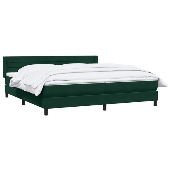 vidaXL Cama com molas/colch&atilde;o 180x220 cm veludo verde-escuro