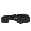 vidaXL 10 pcs conjunto lounge de jardim c/ almofad&otilde;es vime PE preto