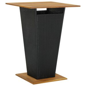vidaXL Mesa de bar 80x80x110 cm vime PE e ac&aacute;cia maci&ccedil;a preto