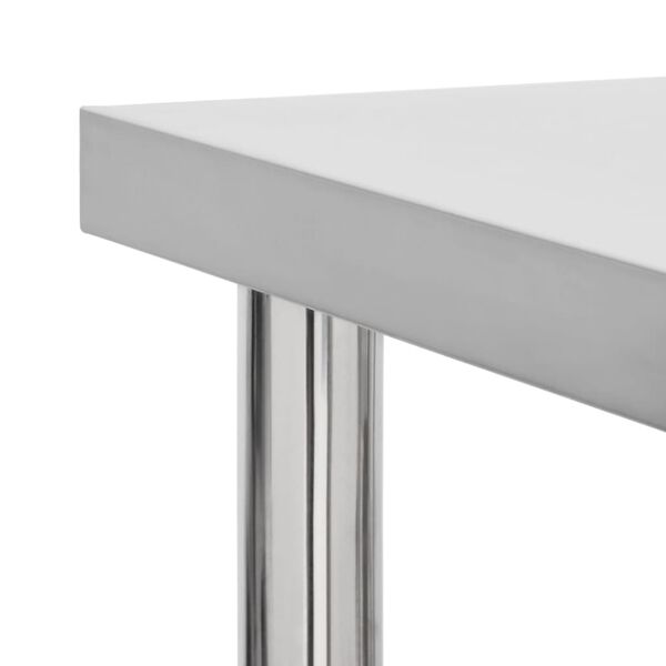 vidaXL Mesa de trabalho de cozinha com rodas aço inoxidável 60x60x85