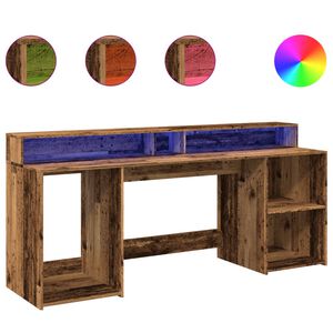 vidaXL Secret&aacute;ria com luzes LED derivados de madeira madeira velha
