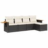 vidaXL 5 pcs conjunto sof&aacute;s de jardim com almofad&otilde;es vime PE preto