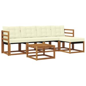 vidaXL Conjunto de Sof&aacute;s para Exterior 6 unid. Natural e Creme