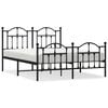 vidaXL Estrutura de cama com cabeceira e p&eacute;s 150x200 cm metal preto