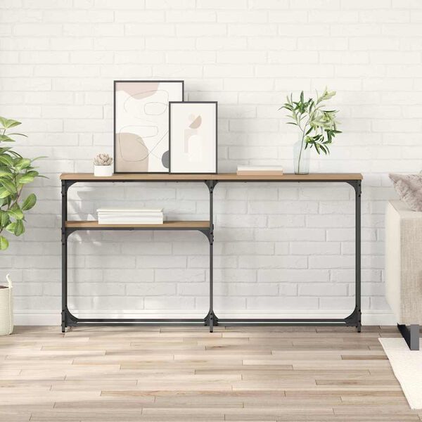 vidaXL MesadeConsola Carvalho Artesanal 145 x 22,5 x 75 cm