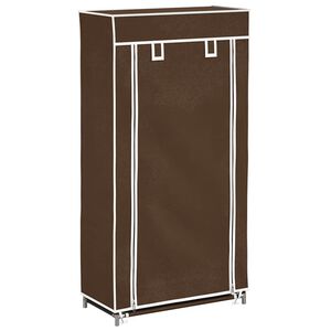 Armario de tecido para sapatos com capa, 58 x 28 x 106 cm, castanho
