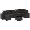 vidaXL 8 pcs conjunto sof&aacute;s de jardim com almofad&otilde;es vime PE preto